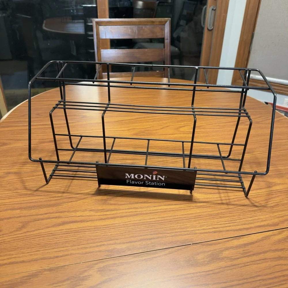 Monin Flavor Station 2-Tier Metal Wire Rack 11 Syrup Bottle Organizer Stand
